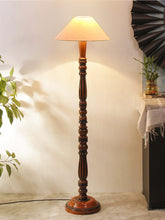 Off-White Coolie Cotton Wooden Floor Lamp